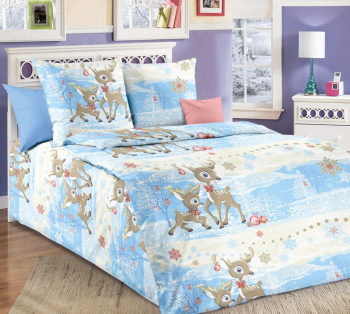 Комплект постельного белья 1,5-спальный, бязь "Люкс", детская расцветка (Оленята)